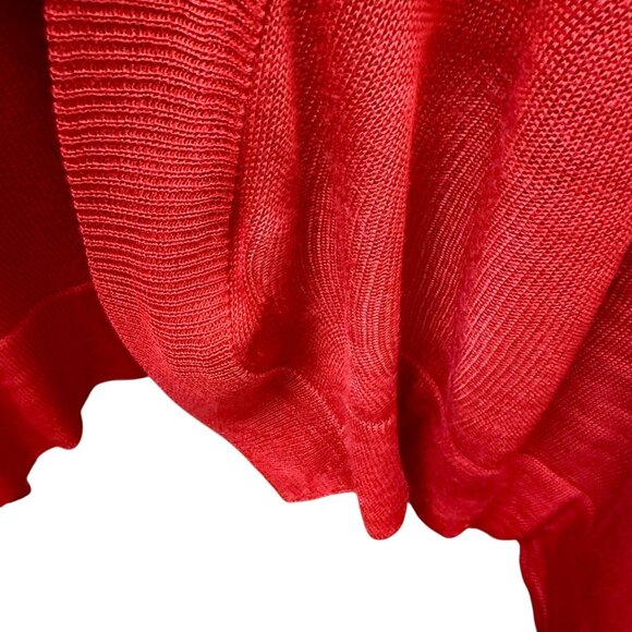Lane Bryant Sweater Shawl Red Cape One Size Holiday Christmas Cardigan Top - Picture 10 of 12